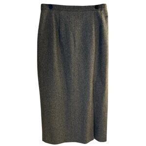 Vintage Isaac Hazan Classic 100% Wool Lined Skirt Midi Length Gray Size 12